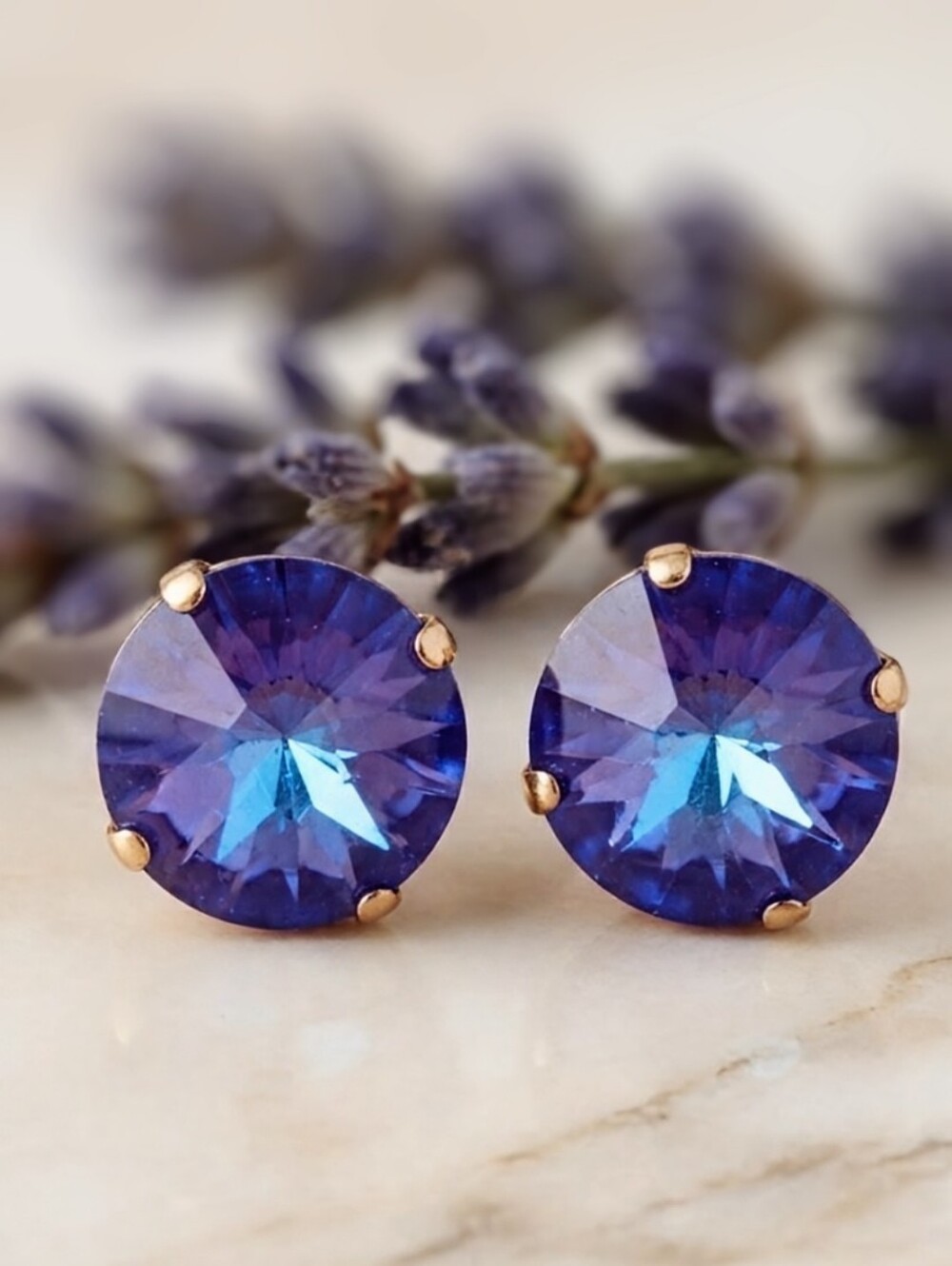 Purple Galaxy Margarita Premium Crystals In Brass Earrings